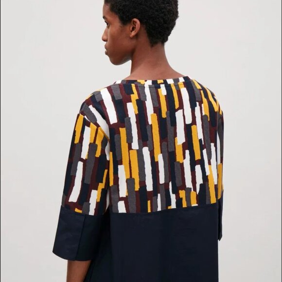 COS Multicolor Patterned Blouse with Navy Accent - Picture 6 of 9